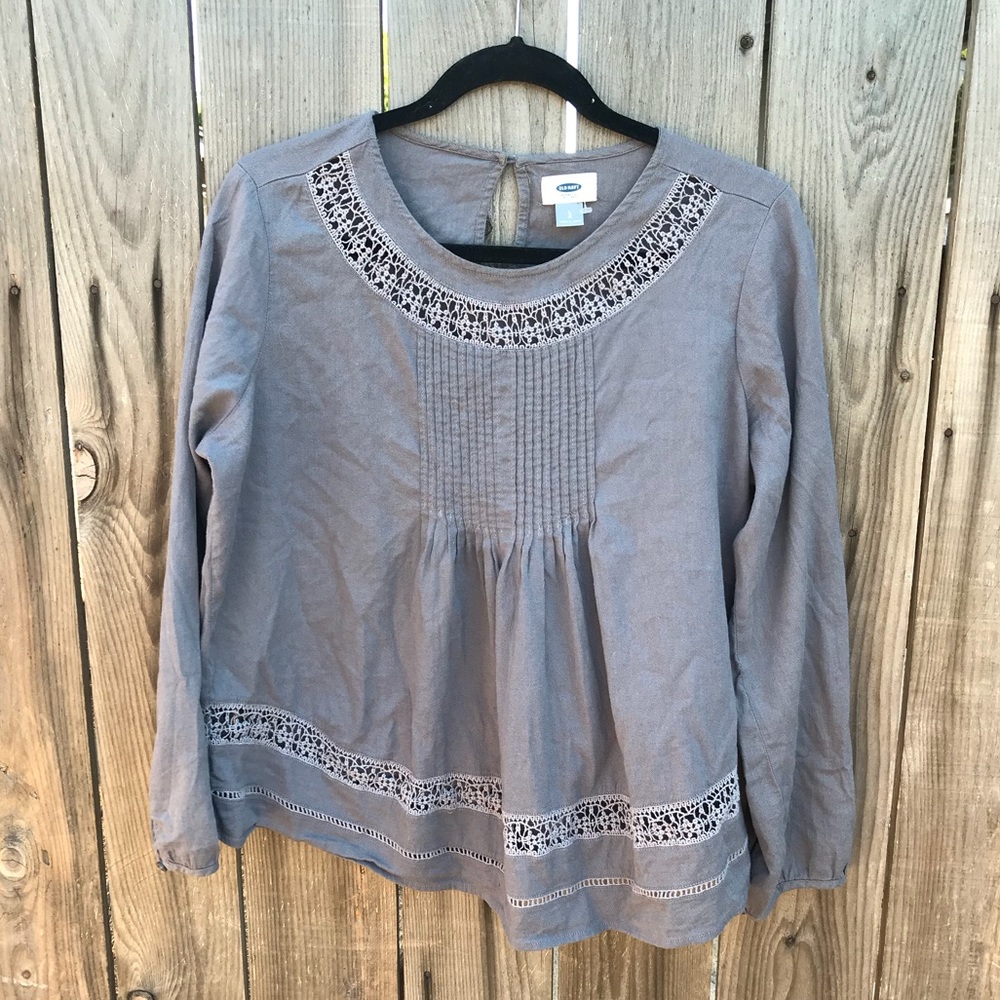 Grey long sleeve baby doll top